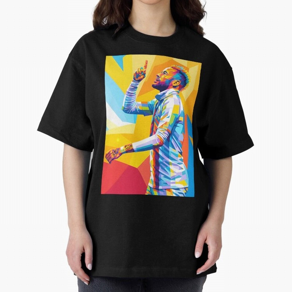 Neymar Pop Art Oversized T-Shirt Bring International Match Energy to FIFA World Cup 2026 Group Stage Inspired by Messi, Brazil Energy, Championship Spirit, Famous Goals, Roaring Crowds and International Football Unity; Great for Watch Parties,
