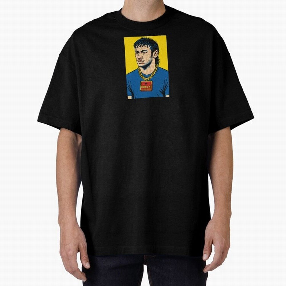 Drilla Clothing Neymar Popart Print T Shirt Oversized T-Shirt Follow Every Goal of FIFA World Cup 2026 USA Canada Mexico Built around Haaland, Brazil Energy, Match Day Excitement, Supporter Culture, Golden Goals and Global Football Passion; Ideal