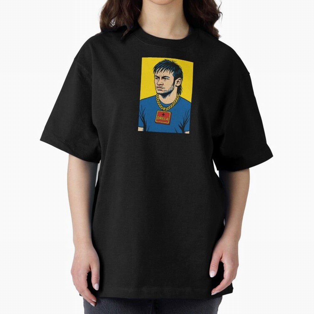 Drilla Clothing Neymar Popart Print T Shirt Oversized T-Shirt Follow Every Goal of FIFA World Cup 2026 USA Canada Mexico Built around Haaland, Brazil Energy, Match Day Excitement, Supporter Culture, Golden Goals and Global Football Passion; Ideal