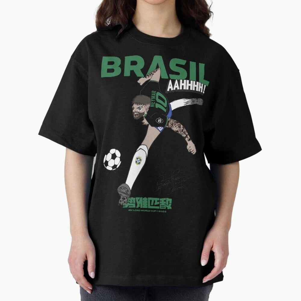NEYMAR BRAZIL Oversized T-Shirt Represent FIFA World Cup 2026 for Fans of CR7 and Messi and Portugal, Bringing Football Festival Excitement, Trophy Ambitions, Country Rivalries and Star Player Buzz; Perfect for People Who Love Argentina, Brazil,