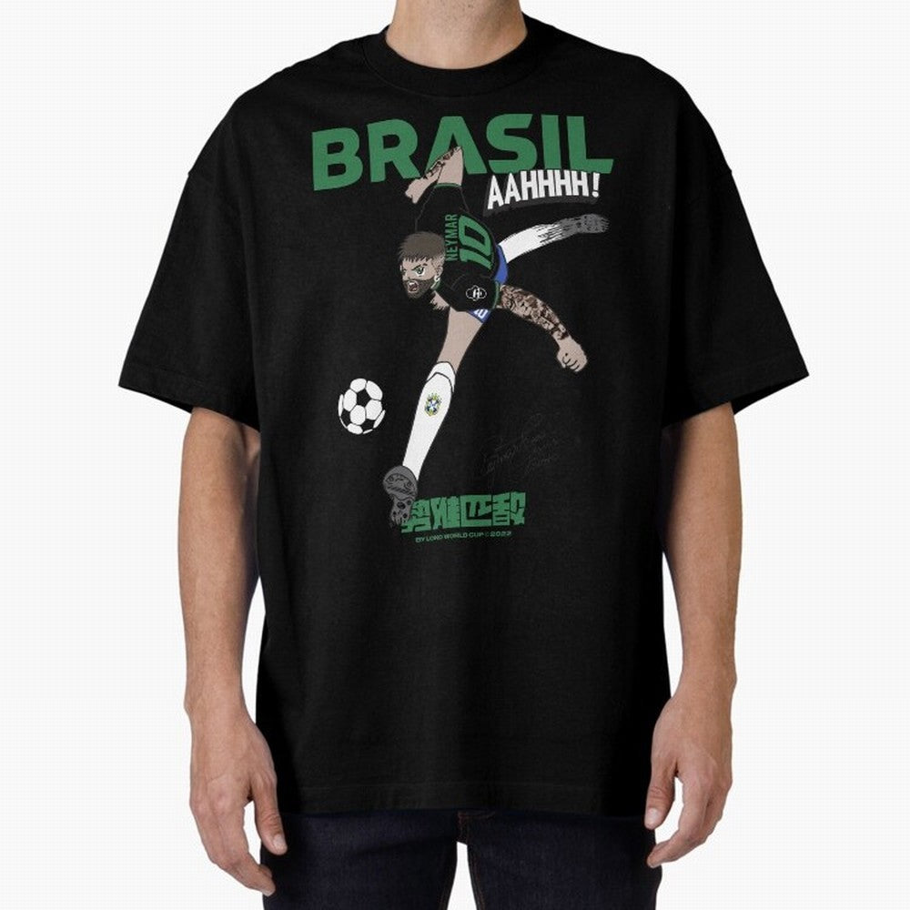 NEYMAR BRAZIL Oversized T-Shirt Represent FIFA World Cup 2026 for Fans of CR7 and Messi and Portugal, Bringing Football Festival Excitement, Trophy Ambitions, Country Rivalries and Star Player Buzz; Perfect for People Who Love Argentina, Brazil,