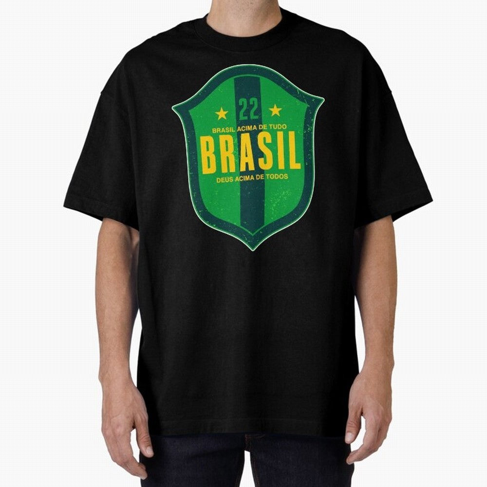 BRAS?O BRASIL 22 Oversized T-Shirt Bring a Vintage Feel to FIFA World Cup 2026 Group Stage for Fans of Messi, CR7 and Mbappe and Argentina and Brazil, Bringing Champion Mindset, Group Stage Buzz, Knockout Tension and Passionate Fan Culture; Ideal