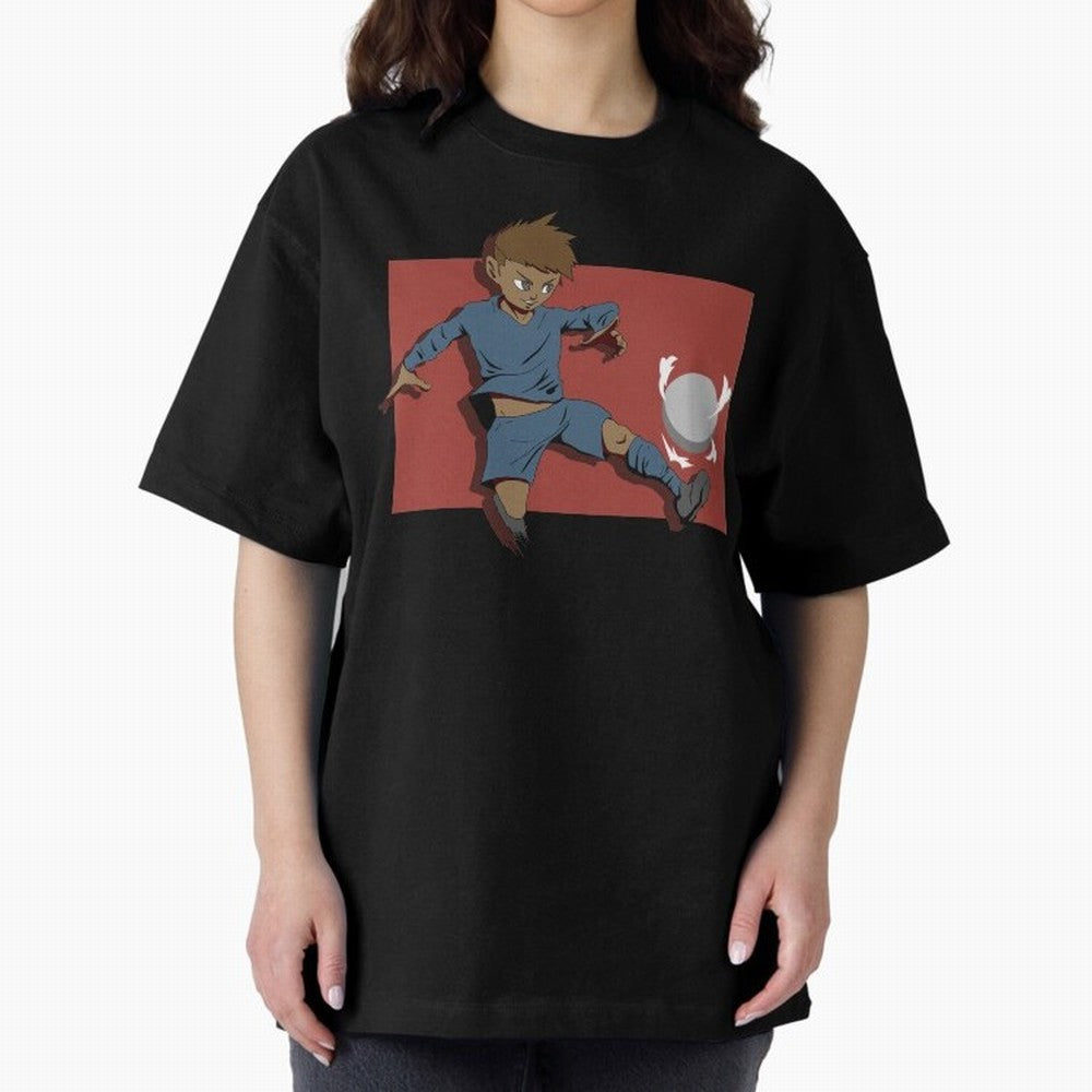 Footballer in action Oversized T-Shirt Build Global Football Passion for FIFA World Cup 2026 USA Canada Mexico, with Haaland and Mbappe, Argentina and Brazil, Game Day Rituals, Football Legends, Country Pride and the Road to the Final; Perfect for
