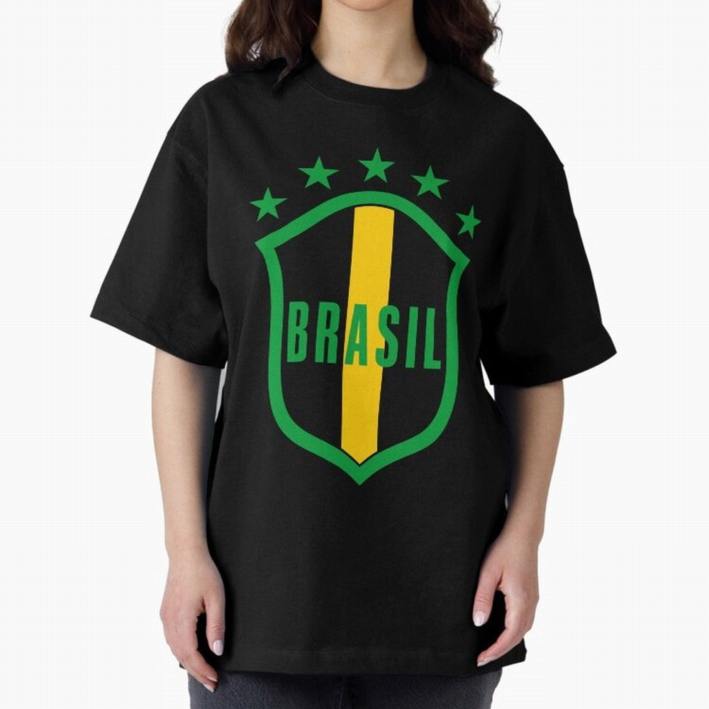 BRASIL LOGO 002 Oversized T-Shirt Feel the Roar of Global Football Passion for FIFA World Cup 2026 USA Canada Mexico, Built around Cristiano Ronaldo, Brazil, Retro Football Energy, Iconic Rivalries, Trophy Chase Drama and Stadium Atmosphere;