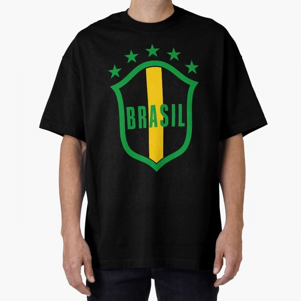 BRASIL LOGO 002 Oversized T-Shirt Feel the Roar of Global Football Passion for FIFA World Cup 2026 USA Canada Mexico, Built around Cristiano Ronaldo, Brazil, Retro Football Energy, Iconic Rivalries, Trophy Chase Drama and Stadium Atmosphere;