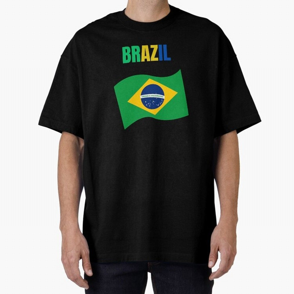I love Brazil Oversized T-Shirt Bring Stadium Energy to the FIFA World Cup 2026 USA Canada Mexico Journey through Neymar, Haaland and Cristiano Ronaldo Highlights, Argentina, France and Brazil Pride, Retro Football Energy, Iconic Rivalries, Trophy