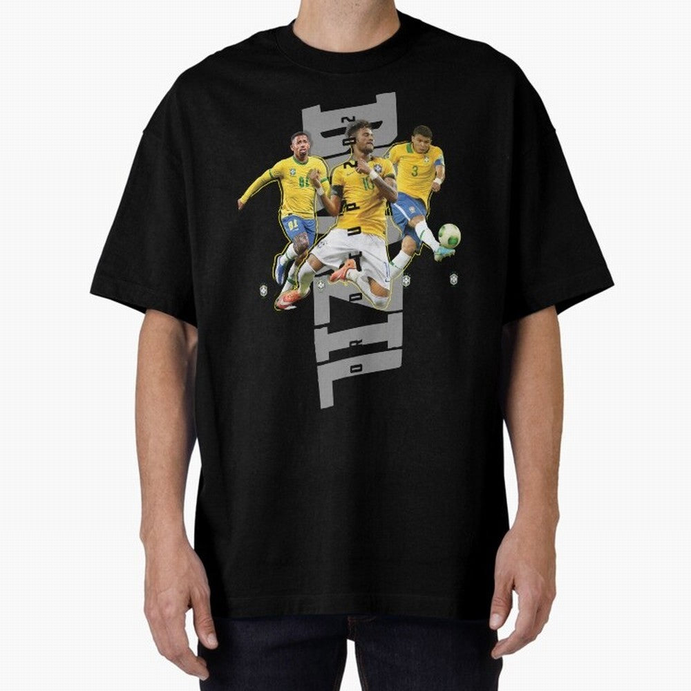 Brazil World cup 2022 Oversized T-Shirt Share the FIFA World Cup 2026 Journey through Messi, Neymar and Mbappe Highlights, France Pride, Champion Mindset, Group Stage Buzz, Knockout Tension and Passionate Fan Culture; Made for Collectors Who Enjoy