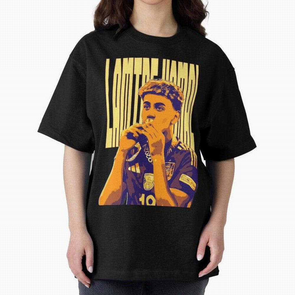 Lamine yamal pop art Oversized T-Shirt Support Your Favorite Stars during FIFA World Cup 2026 USA Canada Mexico for Fans of Mbappe and England, Bringing Classic Soccer Heritage, Championship Pressure, Fan Loyalty and International Pride; Created