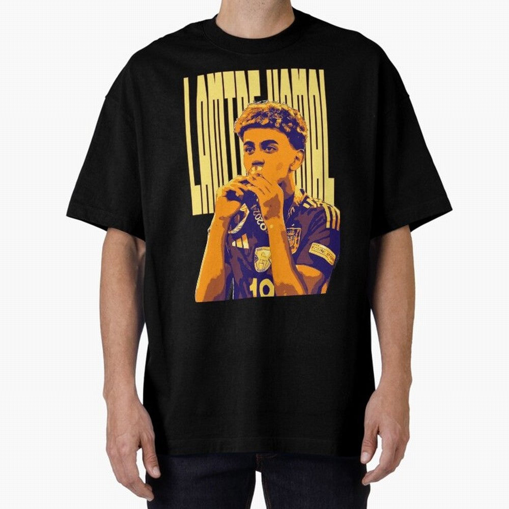 Lamine yamal pop art Oversized T-Shirt Support Your Favorite Stars during FIFA World Cup 2026 USA Canada Mexico for Fans of Mbappe and England, Bringing Classic Soccer Heritage, Championship Pressure, Fan Loyalty and International Pride; Created
