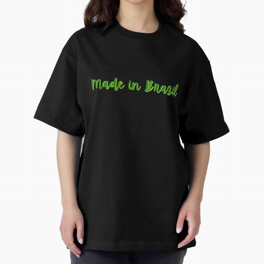 Made in Brazil Oversized T-Shirt Show Support during FIFA World Cup 2026 Group Stage for Fans of Messi, Neymar and Mbappe and Brazil, Bringing Championship Spirit, Famous Goals, Roaring Crowds and International Football Unity; Ideal for Passionate