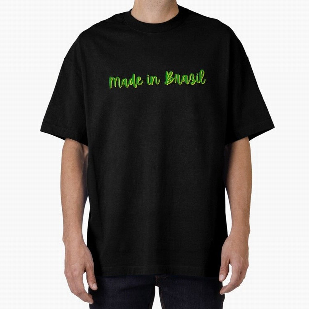 Made in Brazil Oversized T-Shirt Show Support during FIFA World Cup 2026 Group Stage for Fans of Messi, Neymar and Mbappe and Brazil, Bringing Championship Spirit, Famous Goals, Roaring Crowds and International Football Unity; Ideal for Passionate