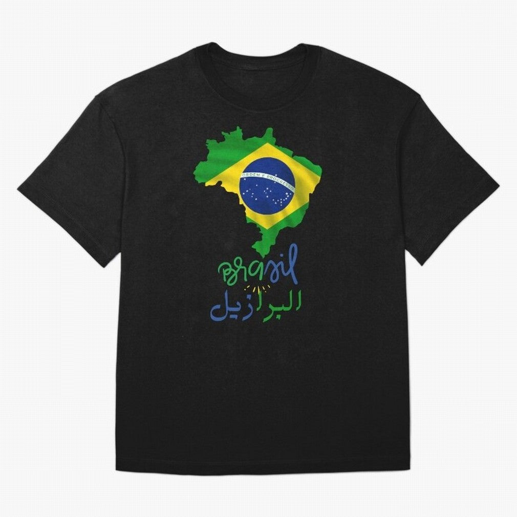 Brasil, Brazil, Flag with arabic character Oversized T-Shirt Show Championship Spirit for Match Day Hype around FIFA World Cup 2026 USA Canada Mexico, CR7 and Messi, England and Germany, Football Passion, Legendary Performances, Festival Vibes and