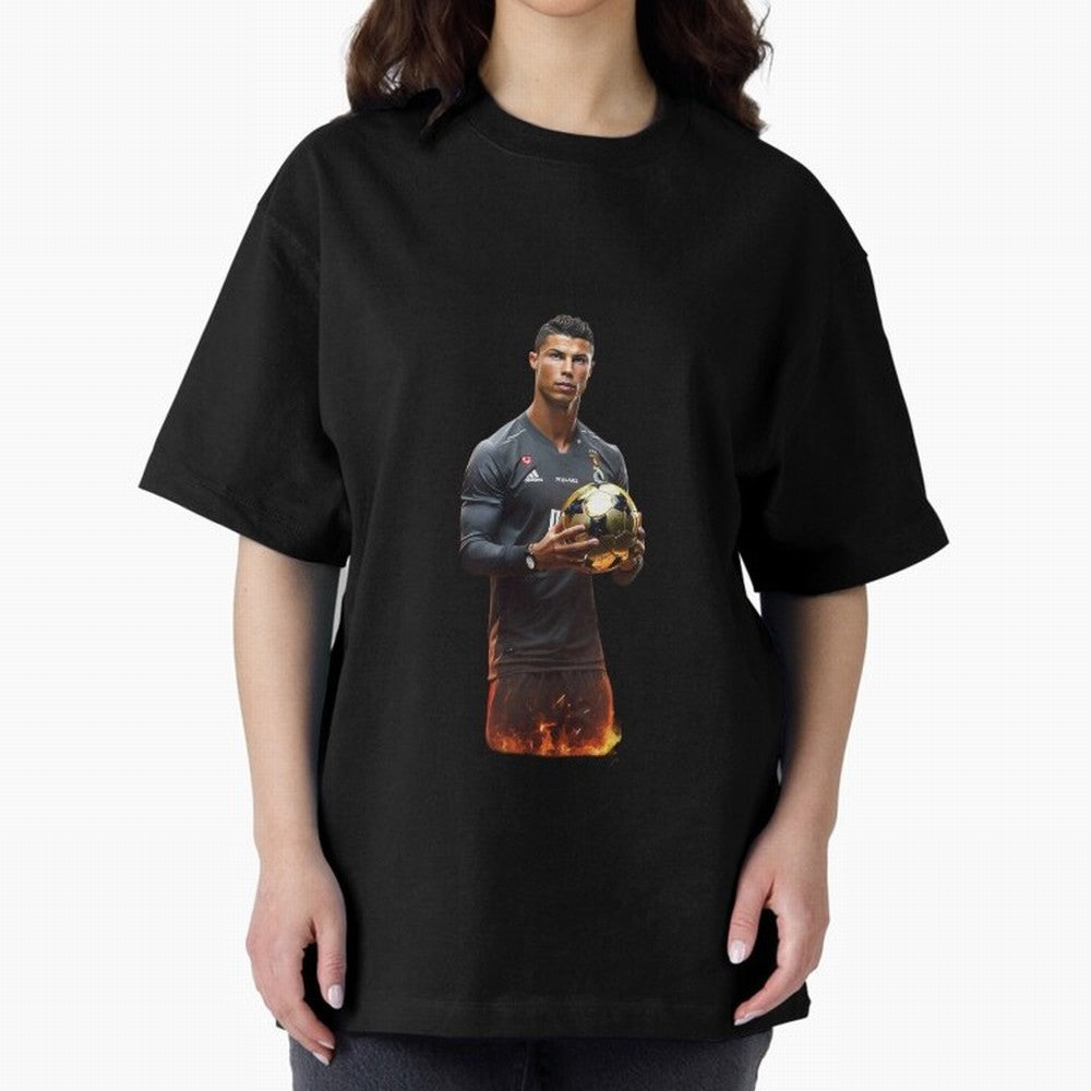 Real Goat Cristiano Ronaldo Oversized T-Shirt Bring a Champion Mindset to FIFA World Cup 2026 Group Stage Spirit, Highlighting Argentina, France and Brazil, Haaland and Mbappe, Championship Spirit, Famous Goals, Roaring Crowds and International