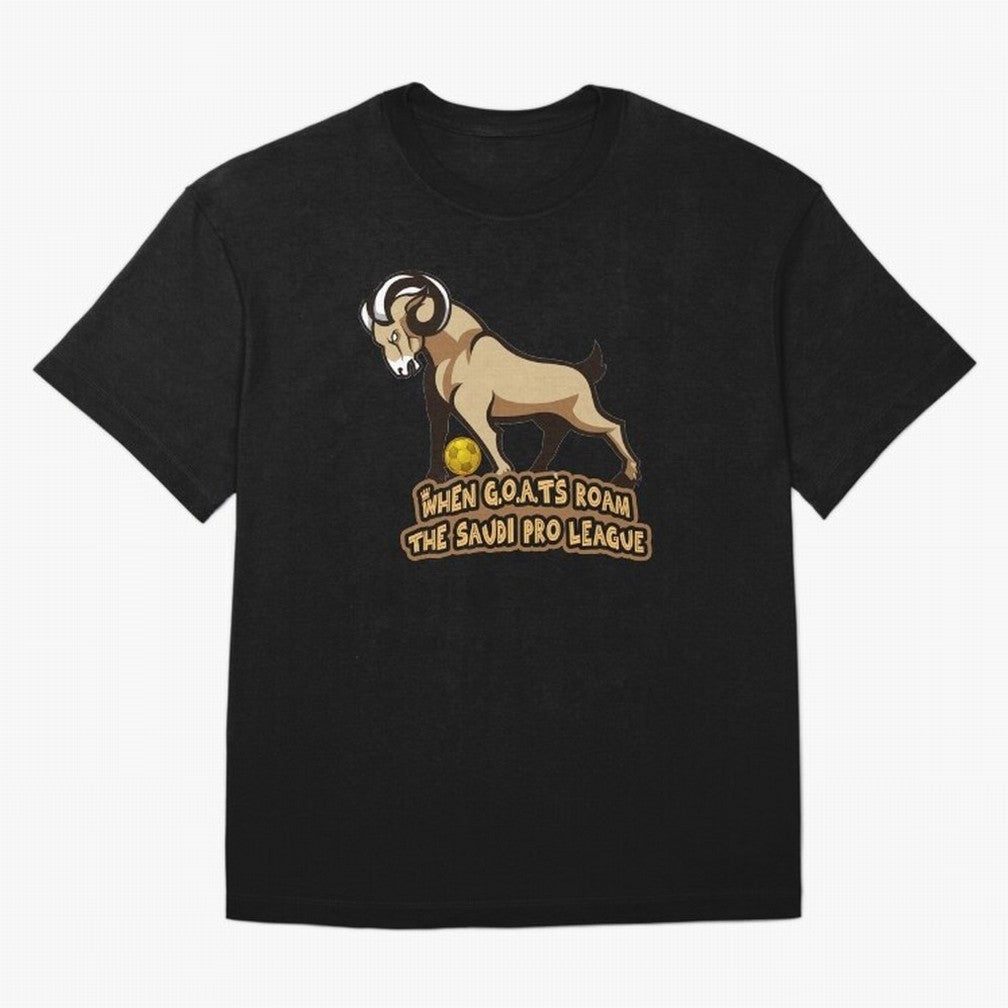 The G.O.A.T. Kings Roam the Saudi League Oversized T-Shirt Fuel FIFA World Cup 2026 USA Canada Mexico for Fans of Mbappe and Neymar and Spain and Netherlands, Bringing Football History, Final Match Energy, Crowd Noise and Once in a Lifetime
