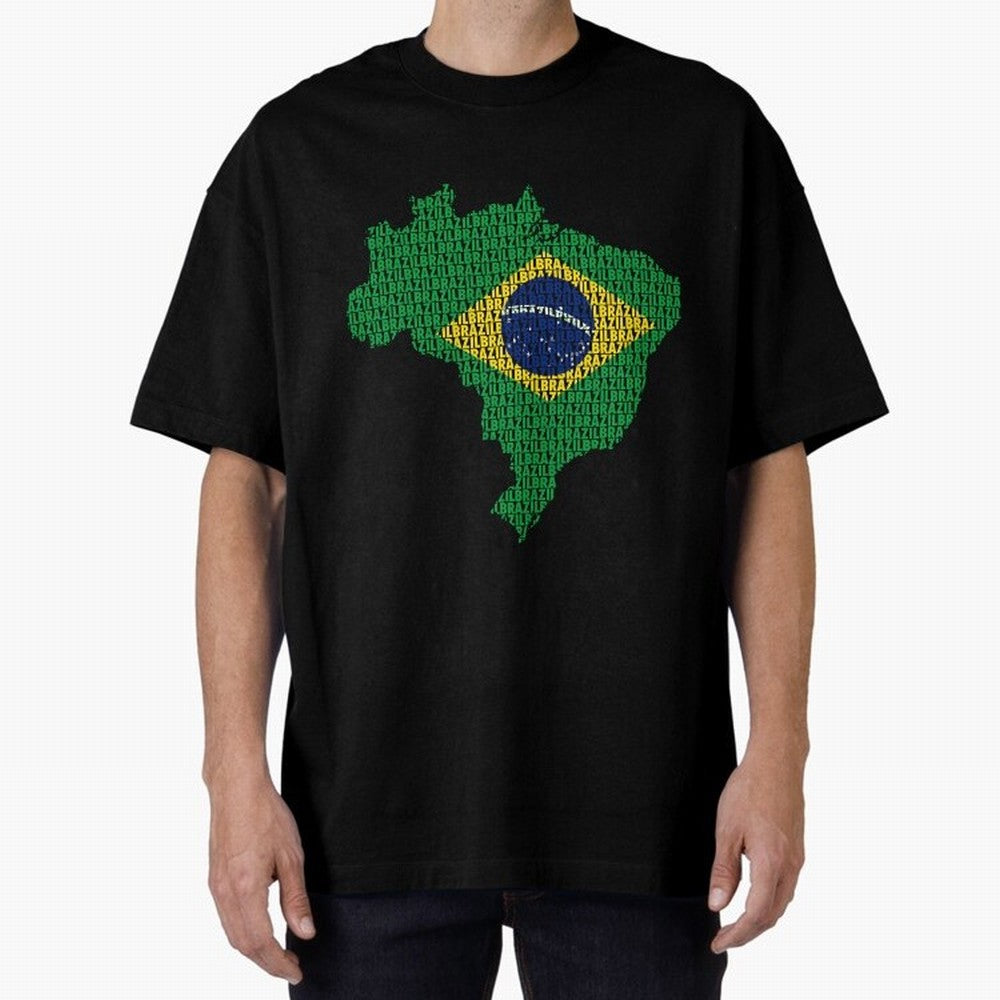 Map of Brazil (Brazil) Oversized T-Shirt Make Memories around Match Day Hype around FIFA World Cup 2026, Mbappe and Neymar, Germany, Soccer Culture, Superstar Moments, National Team Dreams and Competitive Fire; Made for Die Hard Supporters, Soccer