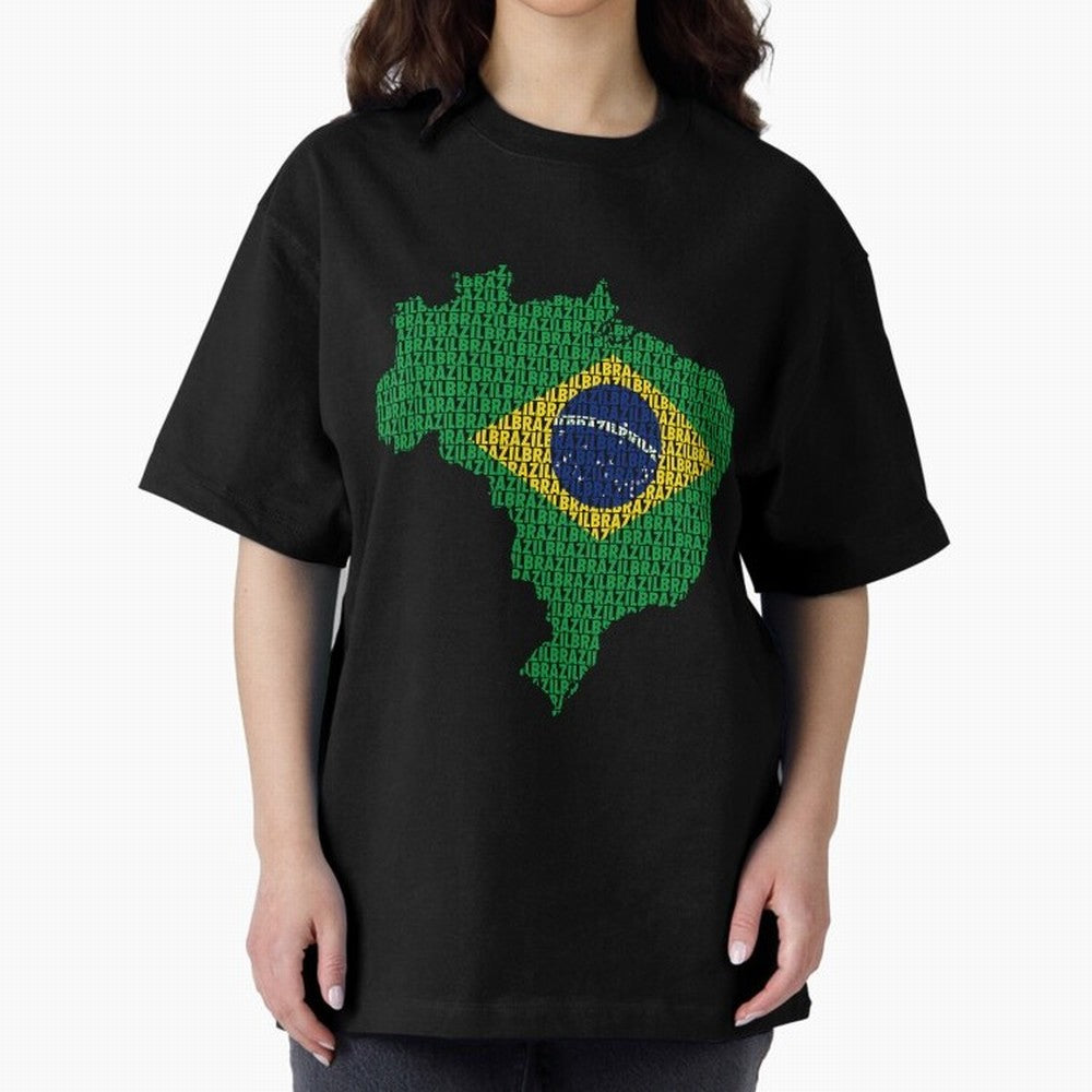 Map of Brazil (Brazil) Oversized T-Shirt Make Memories around Match Day Hype around FIFA World Cup 2026, Mbappe and Neymar, Germany, Soccer Culture, Superstar Moments, National Team Dreams and Competitive Fire; Made for Die Hard Supporters, Soccer