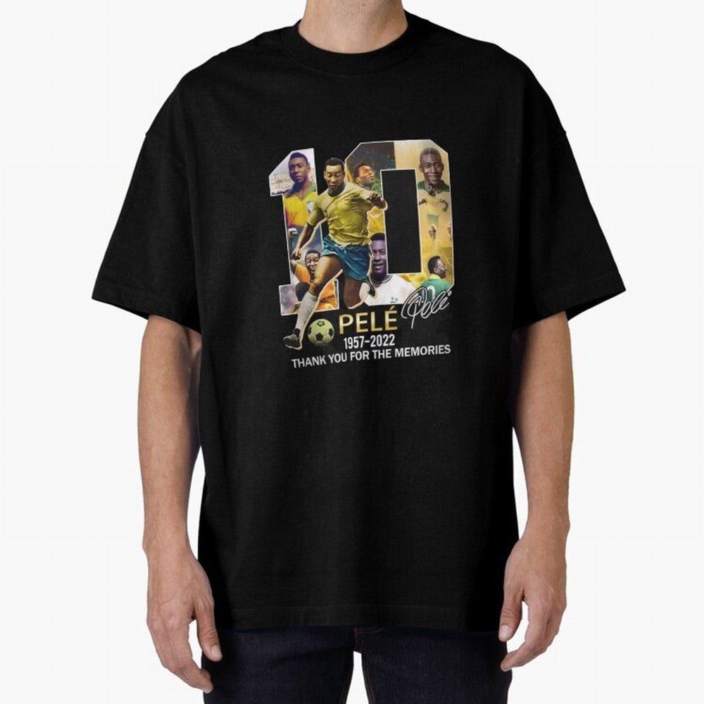 Signed Pele Shirt Oversized T-Shirt Follow FIFA World Cup 2026 USA Canada Mexico Connected to Messi, Spain Energy, Vintage Soccer Flavor, Modern Football Stars, National Flags and Final Night Emotion; Created for Match Day Parties, Soccer Gifts,