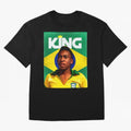 King Pele Oversized T-Shirt Bring Bold Fan Energy to Global Football Passion for FIFA World Cup 2026 Group Stage, Inspired by Messi, Neymar and Mbappe, Argentina and Brazil, Sports Nostalgia, International Competition, Famous Players and