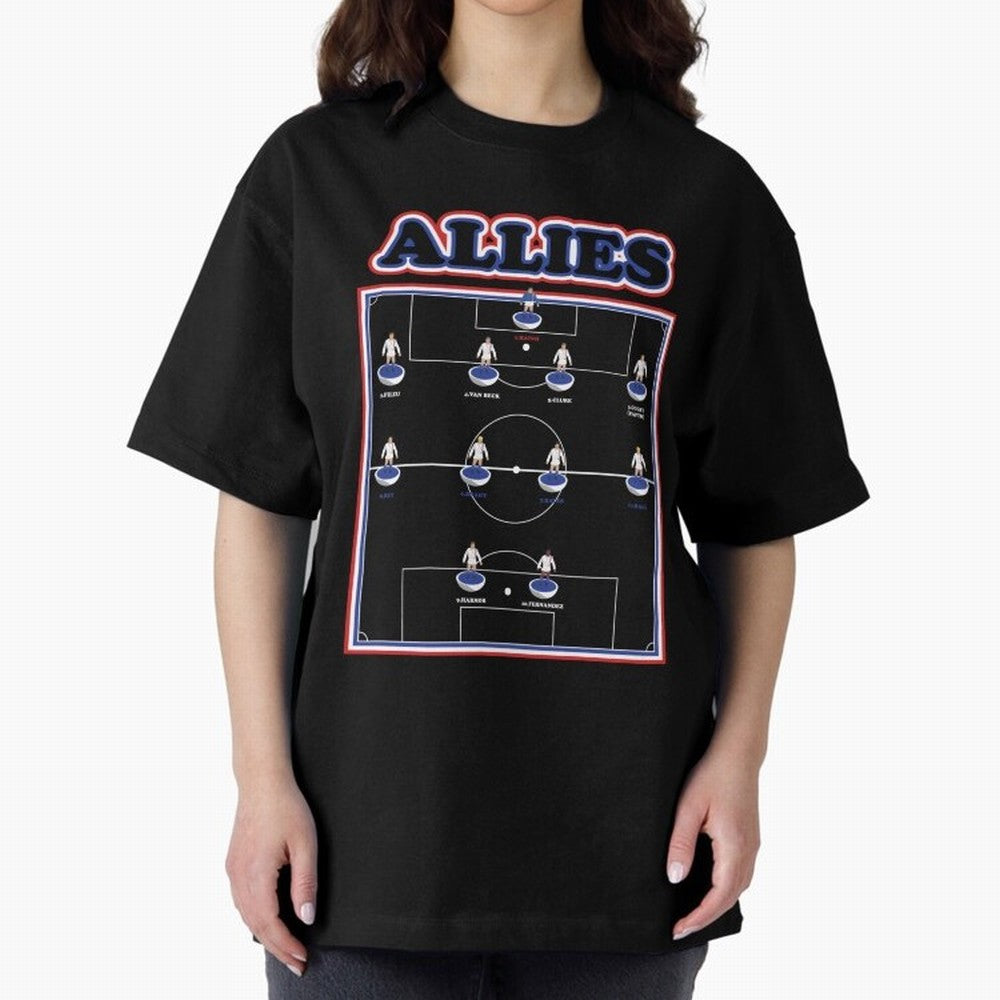 The Allies Team Line Up Oversized T-Shirt Celebrate Fan Favorites in FIFA World Cup 2026 USA Canada Mexico for Fans of Haaland and France and Portugal, Bringing Sports Nostalgia, International Competition, Famous Players and Unforgettable