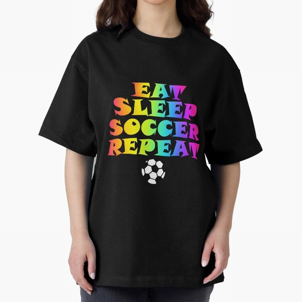 Eat Sleep Soccer Repeat - Football Active T-Shirt Make Every Kick Count in Match Day Hype around FIFA World Cup 2026 USA Canada Mexico, CR7 and Messi, Argentina, Vintage Soccer Flavor, Modern Football Stars, National Flags and Final Night Emotion;