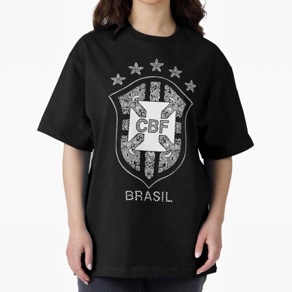 BRASIL NATIONAL FOOTBALL TEAM LOGO Oversized T-Shirt Celebrate the Road through FIFA World Cup 2026 Filled with Messi, France and Portugal Energy, Football Festival Excitement, Trophy Ambitions, Country Rivalries and Star Player Buzz; Ideal for