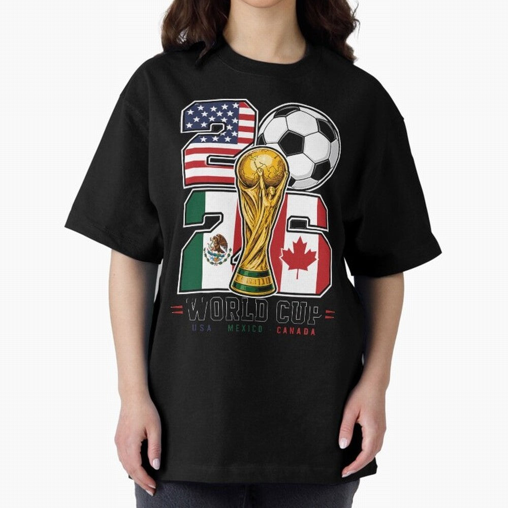 2026 Soccer World Cup Football Design Classic T-Shirt Join the Countdown to FIFA World Cup 2026 USA Canada Mexico for Fans of Mbappe and England, Bringing Champion Mindset, Group Stage Buzz, Knockout Tension and Passionate Fan Culture; Made for
