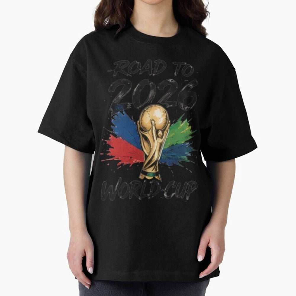 Road To 2026 World Cup Football Graphic Tee Classic T-Shirt Relive FIFA World Cup 2026 USA Canada Mexico Spirit, Celebrating England, France and Netherlands, Neymar, Vintage Soccer Flavor, Modern Football Stars, National Flags and Final Night