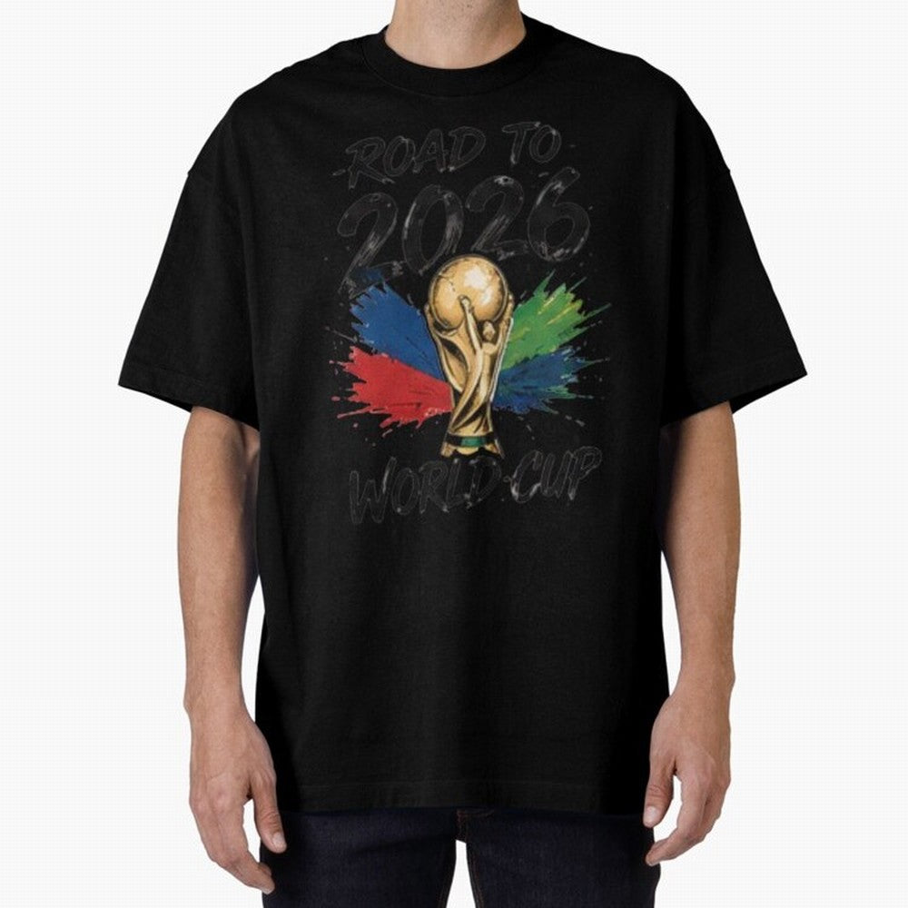 Road To 2026 World Cup Football Graphic Tee Classic T-Shirt Relive FIFA World Cup 2026 USA Canada Mexico Spirit, Celebrating England, France and Netherlands, Neymar, Vintage Soccer Flavor, Modern Football Stars, National Flags and Final Night