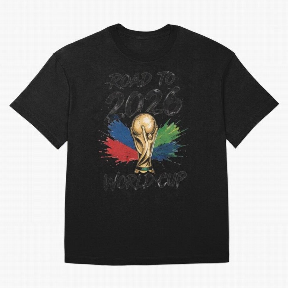 Road To 2026 World Cup Football Graphic Tee Classic T-Shirt Relive FIFA World Cup 2026 USA Canada Mexico Spirit, Celebrating England, France and Netherlands, Neymar, Vintage Soccer Flavor, Modern Football Stars, National Flags and Final Night