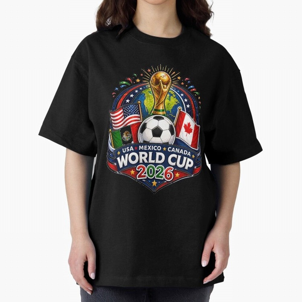 World Cup 2026 Sticker ¨C USA Mexico Canada Football Trophy Design Classic T-Shirt Cheer for Global Football Passion for FIFA World Cup 2026 Group Stage, Driven by Haaland, Brazil, Portugal and Argentina, Championship Spirit, Famous Goals, Roaring