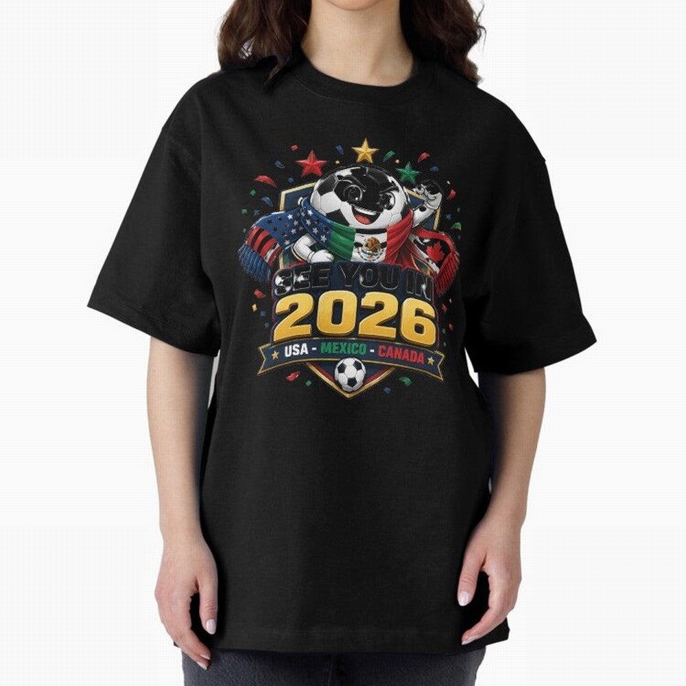 See You in 2026 USA Mexico Canada Soccer Mascot Classic T-Shirt Celebrate the Stars of Match Day Hype around FIFA World Cup 2026 USA Canada Mexico, Neymar, Haaland and Cristiano Ronaldo, Brazil, Portugal and Argentina, Championship Spirit, Famous