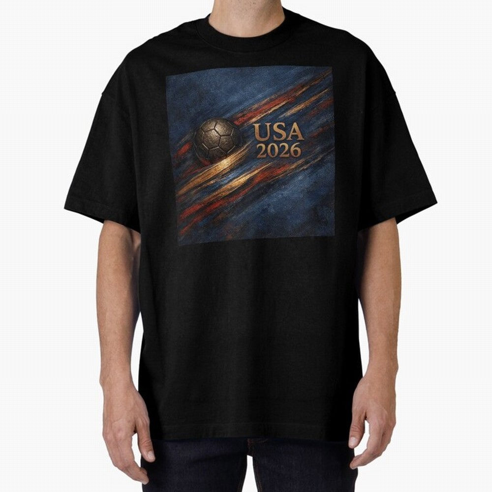 Bronze Inspired USA 2026 Soccer Theme Classic T-Shirt Join Global Football Passion for FIFA World Cup 2026 USA Canada Mexico, Centered on CR7 and Messi, Portugal, Sports Nostalgia, International Competition, Famous Players and Unforgettable