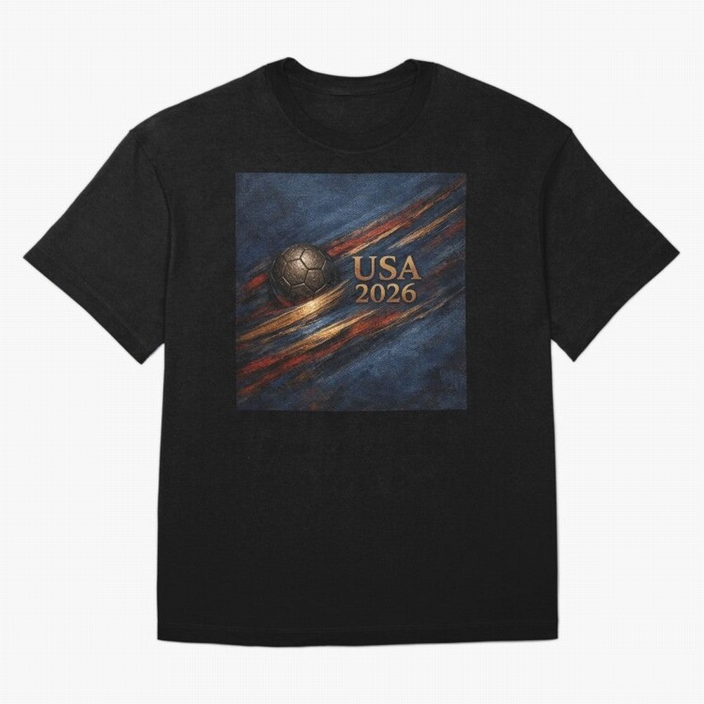Bronze Inspired USA 2026 Soccer Theme Classic T-Shirt Join Global Football Passion for FIFA World Cup 2026 USA Canada Mexico, Centered on CR7 and Messi, Portugal, Sports Nostalgia, International Competition, Famous Players and Unforgettable