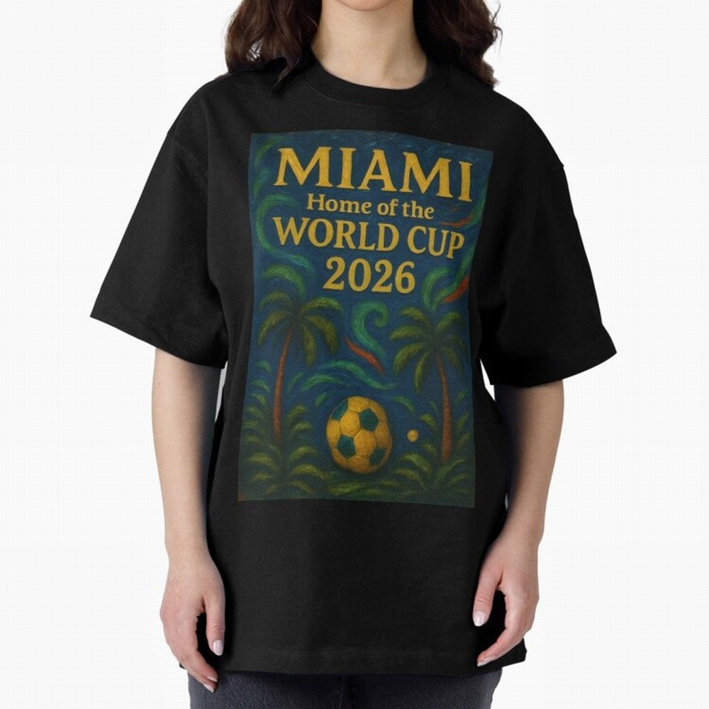 Miami Home of the World Cup 2026 Soccer Fan Poster ¡ª Tropical Art Print Classic T-Shirt Show Passion for the Stars of FIFA World Cup 2026 Group Stage for Fans of CR7 and Spain and Netherlands, Bringing Global Supporter Spirit, Legendary Goals,