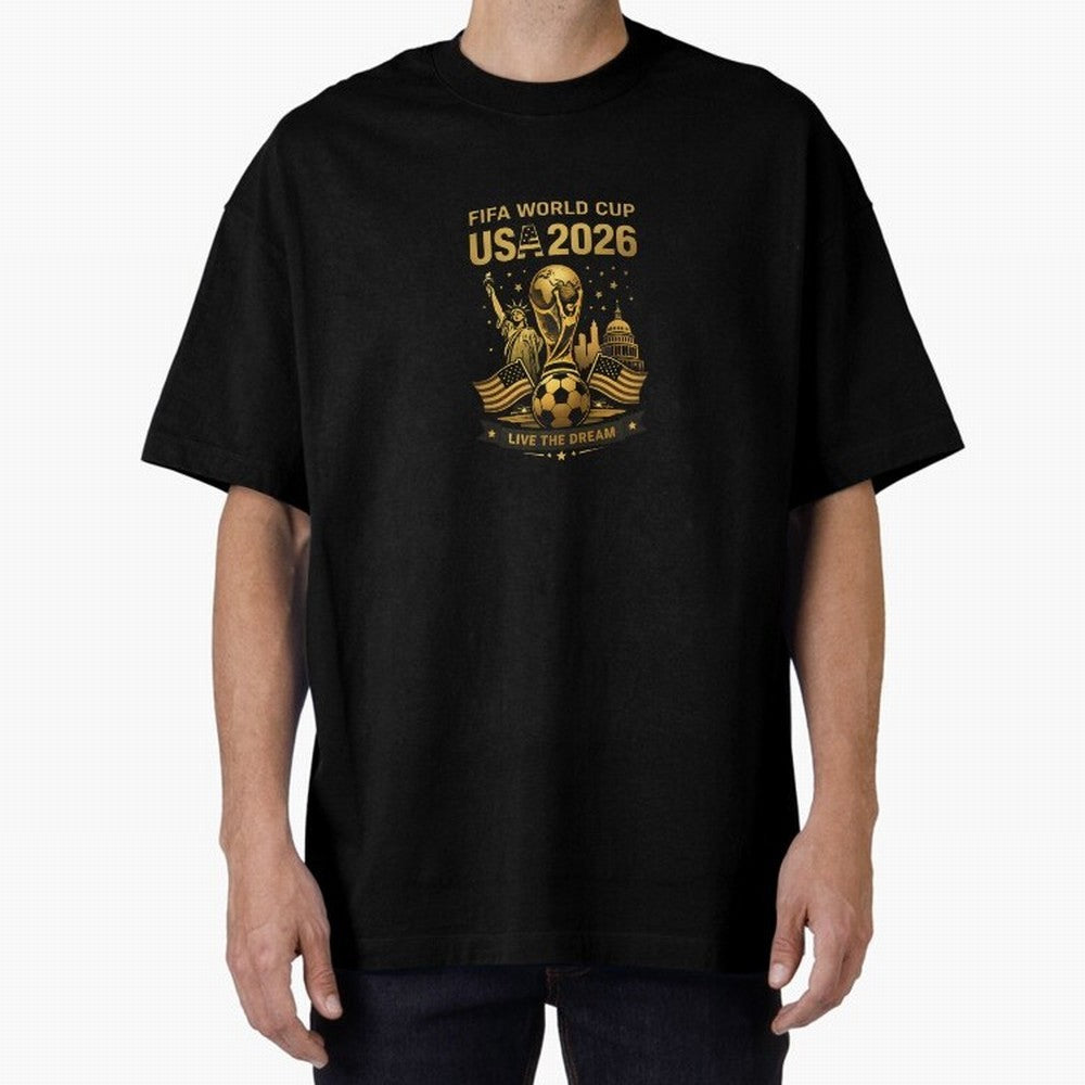 Fifa World Cup USA 2026 Gold Soccer Football Classic T-Shirt Celebrate Classic Football Spirit in Global Football Passion for FIFA World Cup 2026 Group Stage, Built around CR7 and Messi, France, Football Festival Excitement, Trophy Ambitions,