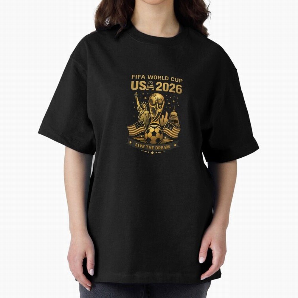 Fifa World Cup USA 2026 Gold Soccer Football Classic T-Shirt Celebrate Classic Football Spirit in Global Football Passion for FIFA World Cup 2026 Group Stage, Built around CR7 and Messi, France, Football Festival Excitement, Trophy Ambitions,