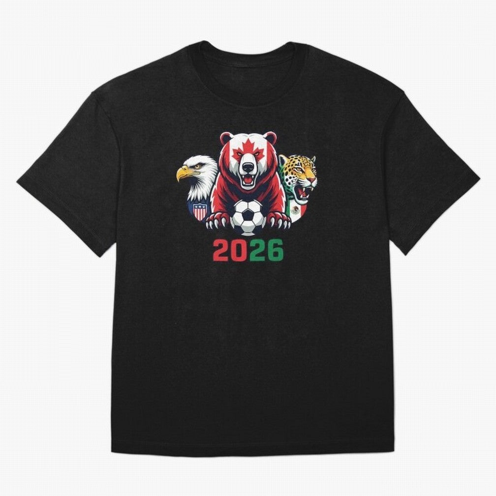 World Cup 2026 USA Canada Mexico Host Mascots Classic T-Shirt Carry the Dream of FIFA World Cup 2026 Group Stage for Fans of Messi and France, Bringing Football History, Final Match Energy, Crowd Noise and Once in a Lifetime Moments; Built for