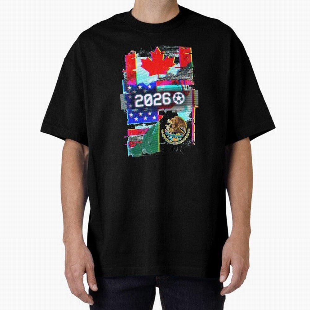 Glitched United 2026 - North America Tournament Emblem Classic T-Shirt Live the Energy of Match Day Hype around FIFA World Cup 2026 Group Stage, Messi and Cristiano Ronaldo, Argentina, France and Brazil, Fan Favorite Moments, National Team Passion,