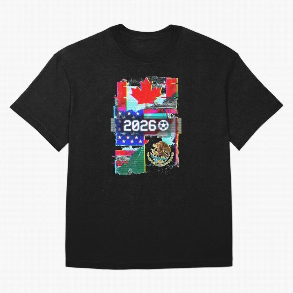 Glitched United 2026 - North America Tournament Emblem Classic T-Shirt Live the Energy of Match Day Hype around FIFA World Cup 2026 Group Stage, Messi and Cristiano Ronaldo, Argentina, France and Brazil, Fan Favorite Moments, National Team Passion,