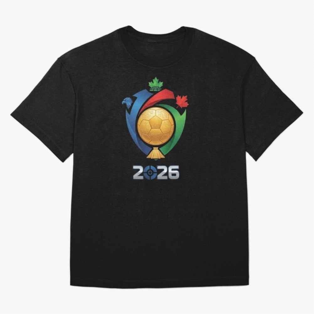 Golden Soccer Ball 2026 Host Nations Emblem Classic T-Shirt Bring Legendary Rivalry Energy to Global Football Passion for FIFA World Cup 2026 Group Stage, with Messi, Argentina, France and Brazil, Match Day Excitement, Supporter Culture, Golden