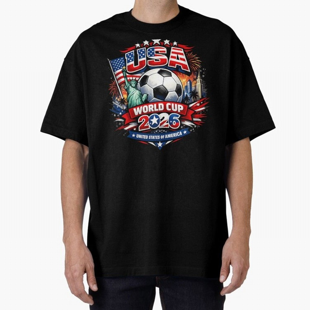 USA World Cup 2026 Soccer Graphic ¨C Patriotic Football Fan Art Classic T-Shirt Mark FIFA World Cup 2026 USA Canada Mexico Inspired by Messi, Neymar and Mbappe, Argentina, France and Brazil Energy, Supporter Pride, Iconic Celebrations, Legendary