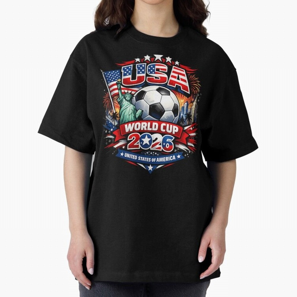 USA World Cup 2026 Soccer Graphic ¨C Patriotic Football Fan Art Classic T-Shirt Mark FIFA World Cup 2026 USA Canada Mexico Inspired by Messi, Neymar and Mbappe, Argentina, France and Brazil Energy, Supporter Pride, Iconic Celebrations, Legendary