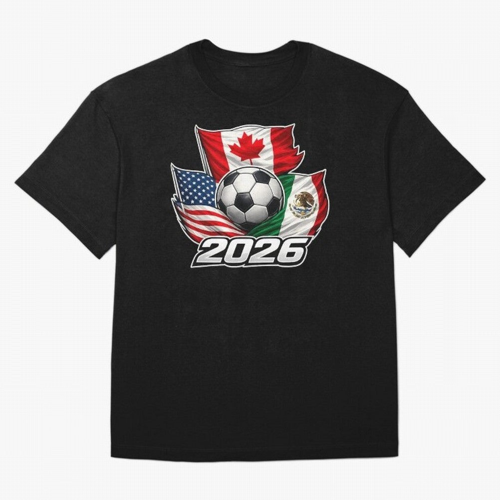 Soccer 2026 USA Canada Mexico ¨C World Football Flags Classic T-Shirt Feel the Roar of FIFA World Cup 2026 for Fans of Messi, CR7 and Mbappe and Portugal, Bringing Match Day Excitement, Supporter Culture, Golden Goals and Global Football Passion;