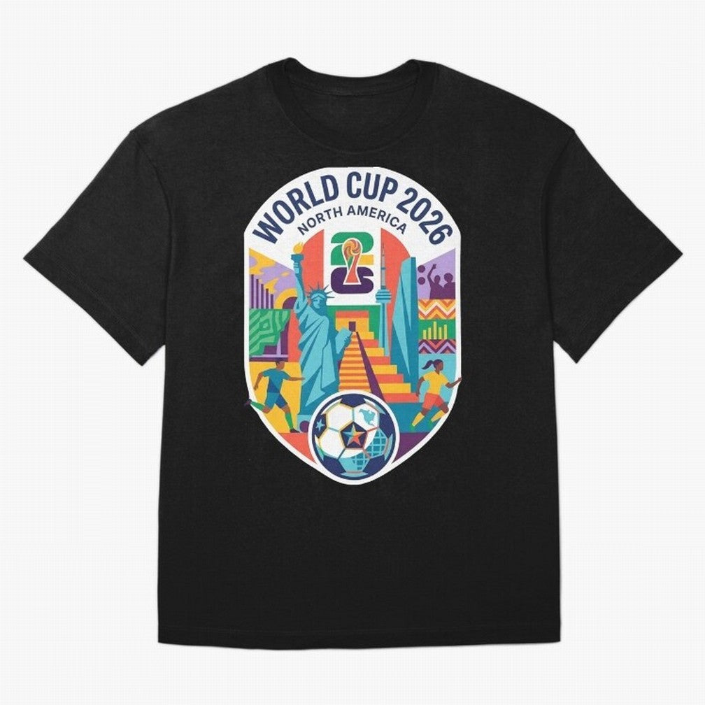 World Cup 2026 North America Soccer Tournament Colorful Emblem Classic T-Shirt Relive Legendary Nights from FIFA World Cup 2026 Group Stage Made for Messi, Neymar and Mbappe, Argentina and Brazil Energy, Worldwide Fan Energy, Dramatic Goals,