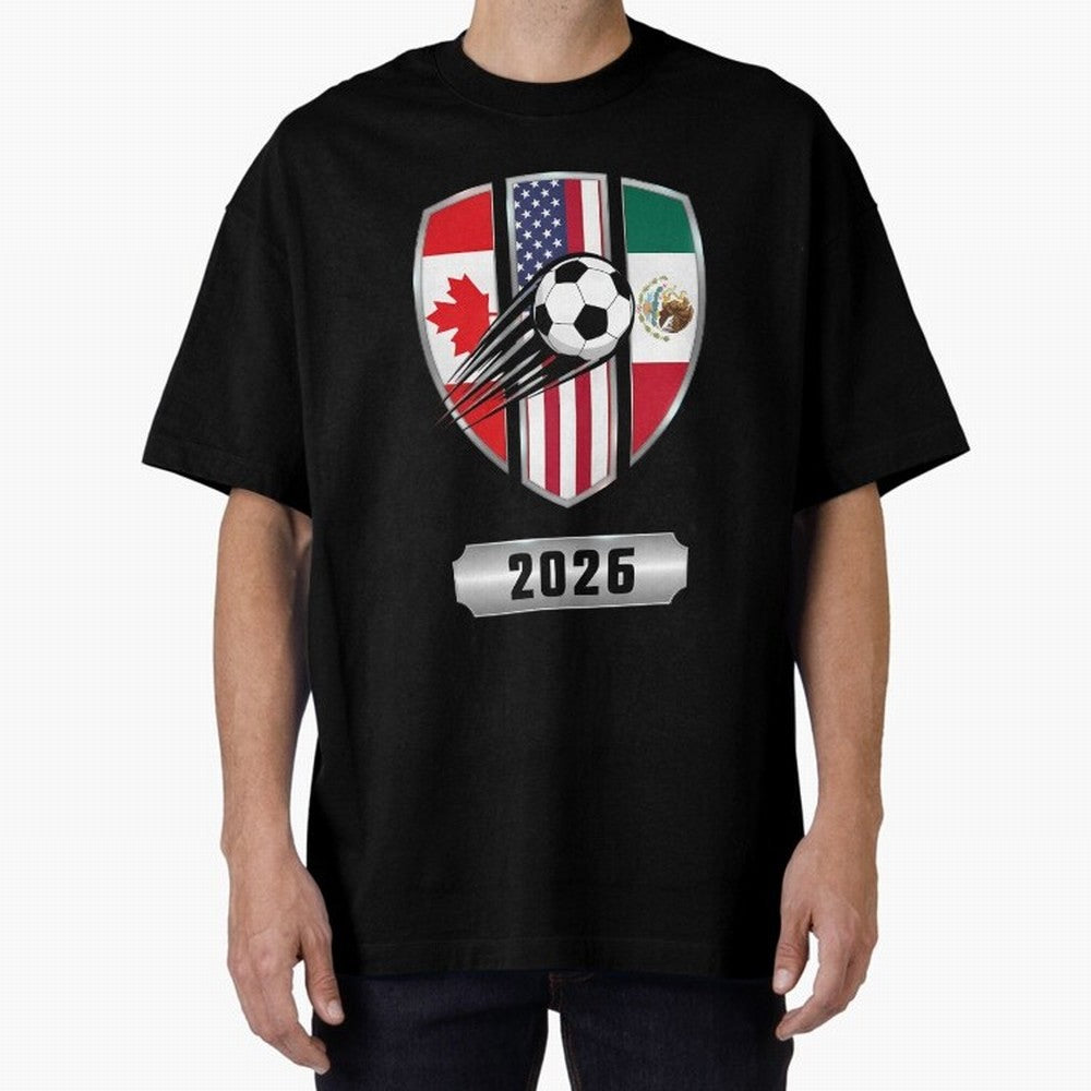 North United America Shield 2026 Cup Classic T-Shirt Cheer through Every Moment of FIFA World Cup 2026 Group Stage for Fans of Messi and France and Portugal, Bringing Vintage Soccer Flavor, Modern Football Stars, National Flags and Final Night