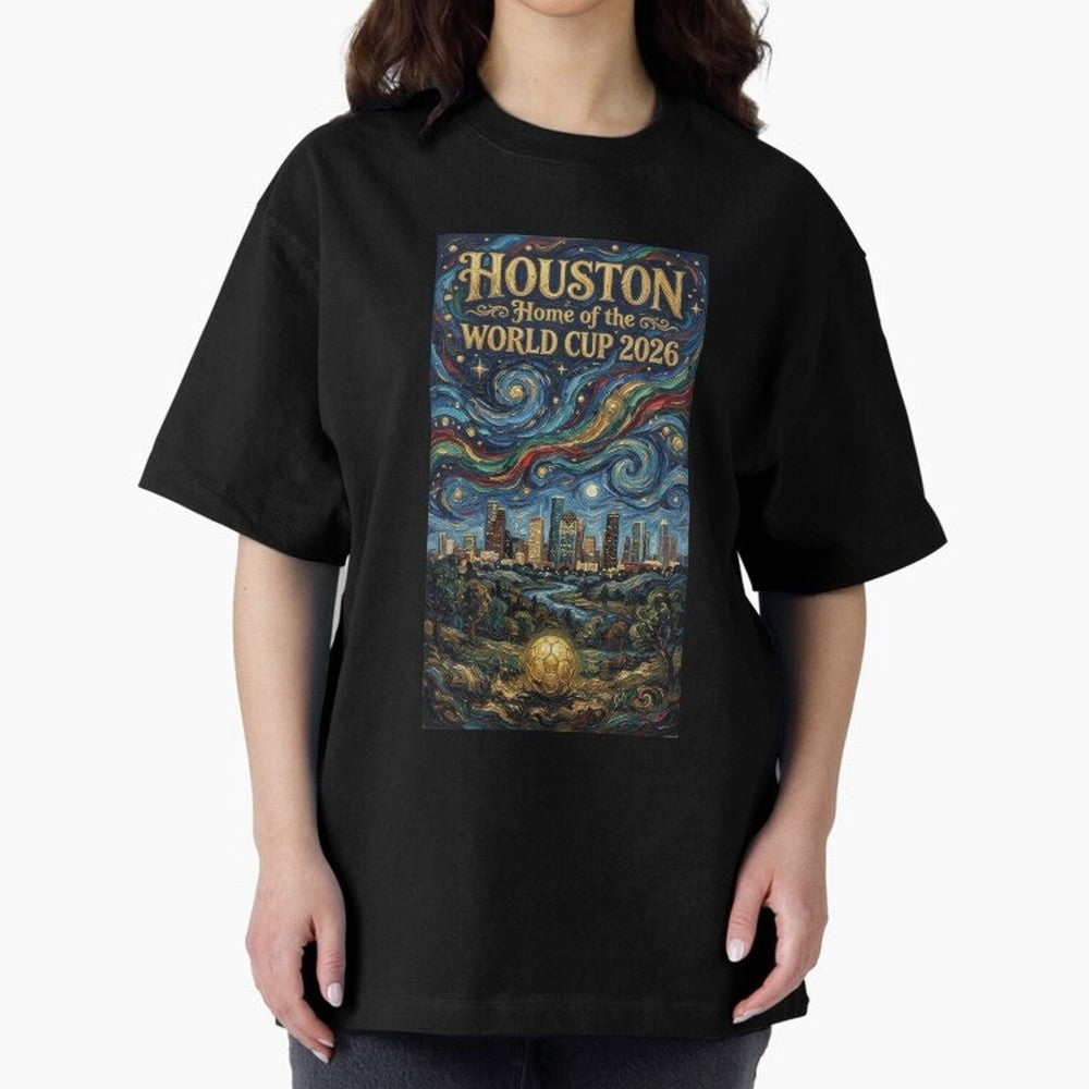 Houston Starry Night Skyline World Cup 2026 Soccer Poster ¡ª Van Gogh Fine Art Print Classic T-Shirt Bring the FIFA World Cup 2026 USA Canada Mexico Journey through Cristiano Ronaldo Highlights, Brazil, Portugal and Argentina Pride, Stadium