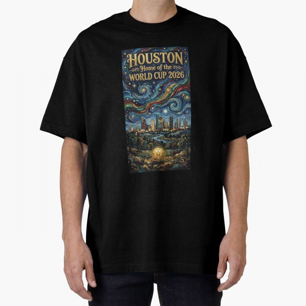 Houston Starry Night Skyline World Cup 2026 Soccer Poster ¡ª Van Gogh Fine Art Print Classic T-Shirt Bring the FIFA World Cup 2026 USA Canada Mexico Journey through Cristiano Ronaldo Highlights, Brazil, Portugal and Argentina Pride, Stadium