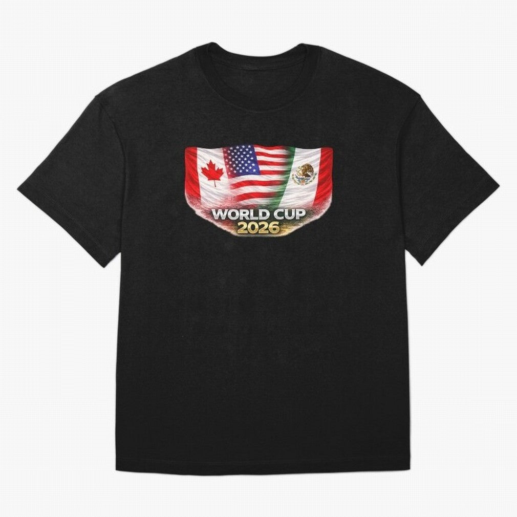World Cup 2026 North America Flags Design ¨C USA Canada Mexico Soccer Fan Graphic Classic T-Shirt Bring Match Day Fire to the FIFA World Cup 2026 Journey through Neymar Highlights, Argentina and Brazil Pride, Stadium Memories, Football Loyalty,