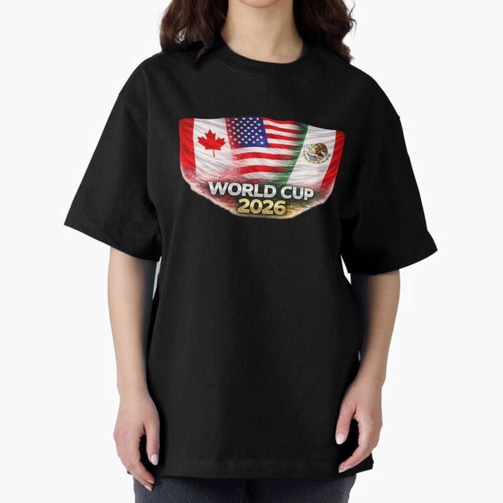 World Cup 2026 North America Flags Design ¨C USA Canada Mexico Soccer Fan Graphic Classic T-Shirt Bring Match Day Fire to the FIFA World Cup 2026 Journey through Neymar Highlights, Argentina and Brazil Pride, Stadium Memories, Football Loyalty,