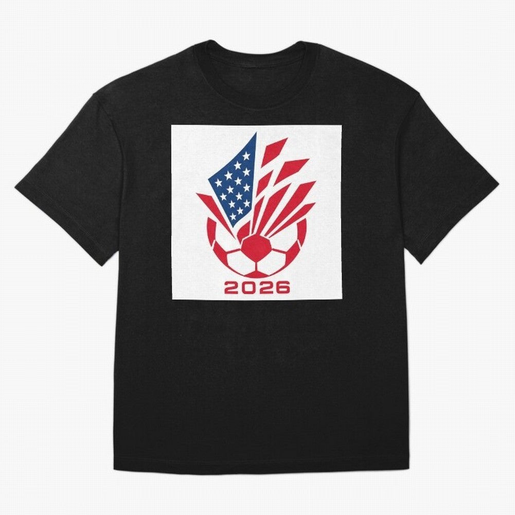 American Soccer 2026 Flag Burst Emblem Classic T-Shirt Bring World Football Passion into FIFA World Cup 2026 USA Canada Mexico for Fans of Neymar and Netherlands, Bringing Sports Nostalgia, International Competition, Famous Players and
